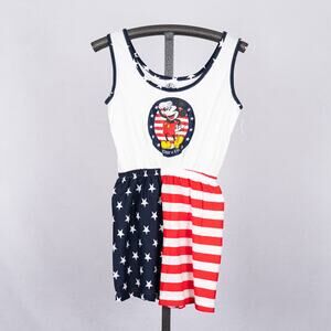 Vintage 90s Disney Jumpsuit Women's Size SMALL Mickey & Co Flag Patriotic USA